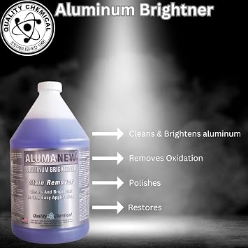 Quality Chemical Aluminum Cleaner & Brightener & Restorer - Made in USA 1 Gallon Combo - Aluminum Cleaner, Aluminum Wheel Cleaner, Pontoon Cleaner Aluminum, Aluminum Rim Cleaner 128 oz (Combo)