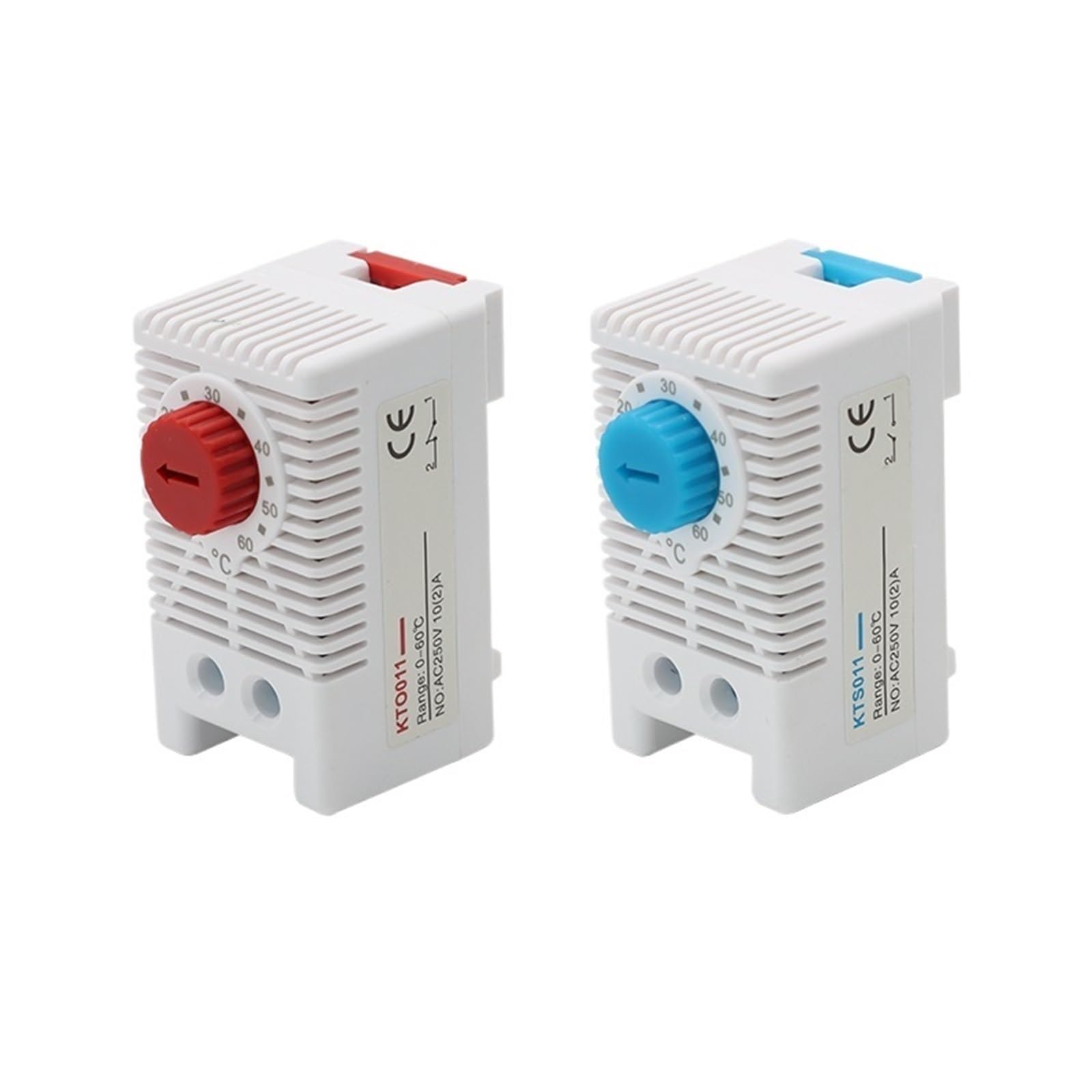 1pcs KTO011 KTS011 NC/NO DIN Rail Cabinet Temperature Controller 0-60℃ 250VAC 10A Bimetallic Thermostat Mechanical Temperature(KTS011)