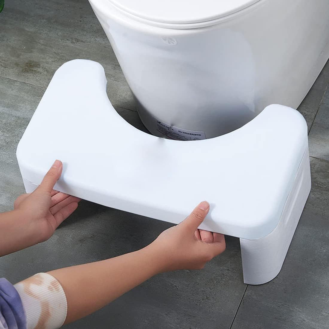 Sgabello pieghevole per WC, sgabello da bagno, sgabello pieghevole per cacca, accessori da bagno per tutte le età, sgabello per postura seduta, bianco