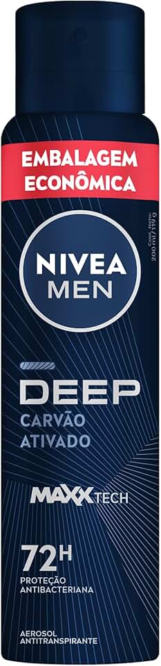 NIVEA MEN Antitranspirante Aerossol Deep Carvão Ativado 200ml