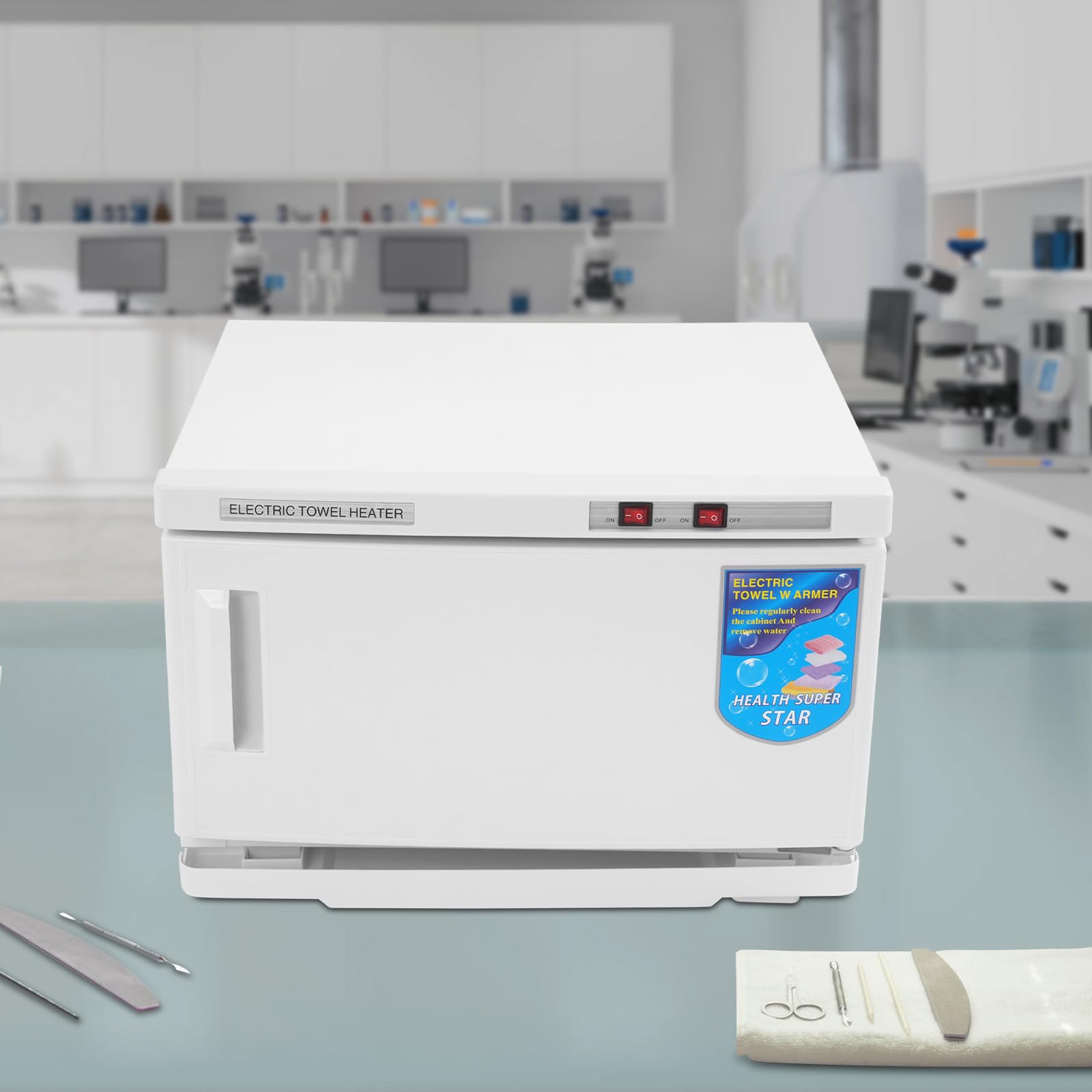 2-in-1 Handtuchwärmer - Heizen und Warmhalten, Handtuchwärmer mit Sterilisator, 25L Handtuchheizschrank, Handtuch Schrank für Privathaushalte, Fitnessstudios, Hotels (Weiß)