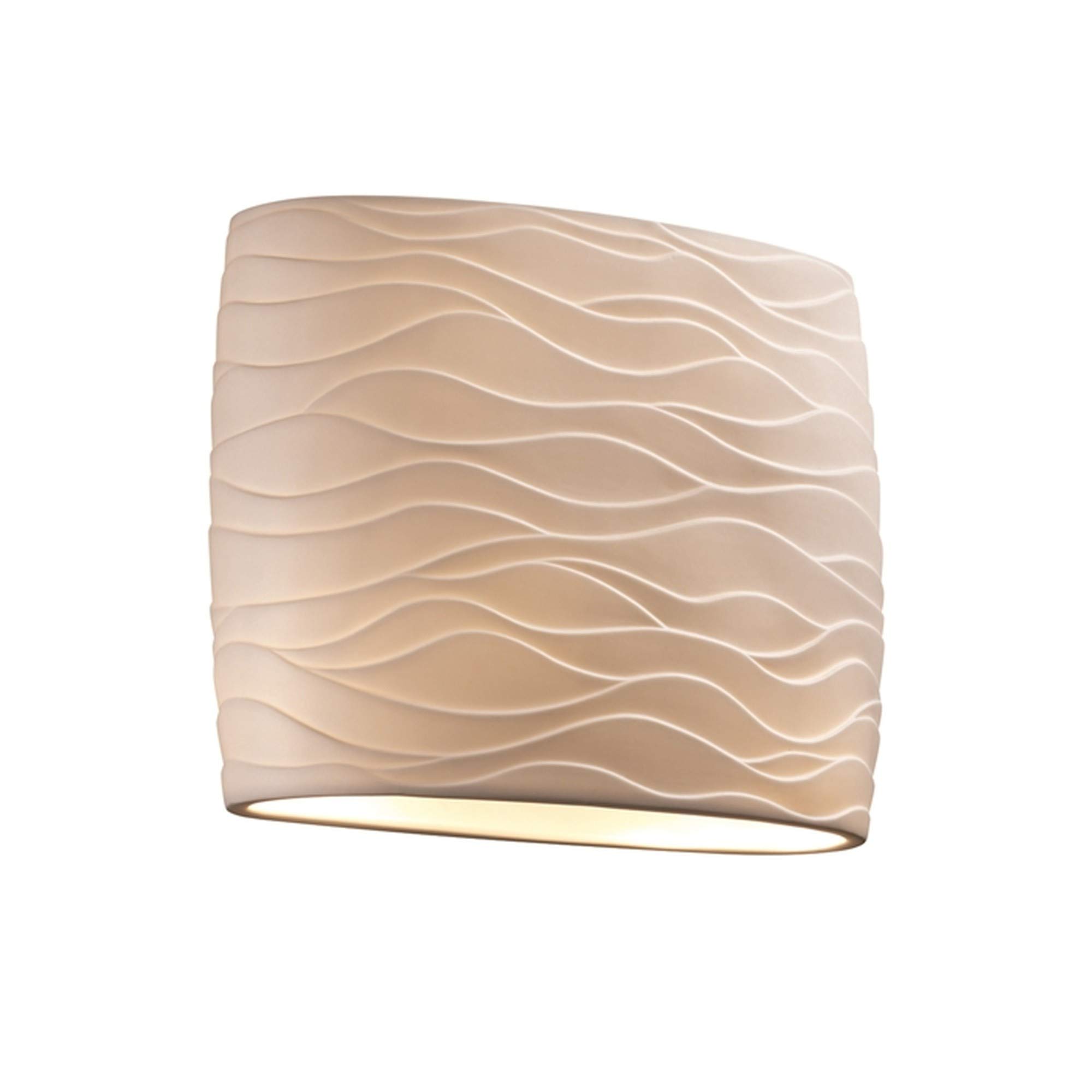 Justice Design Group Porcelina Collection 2-Light Oval Wall Sconce - Waves Faux Porcelain Resin Shade