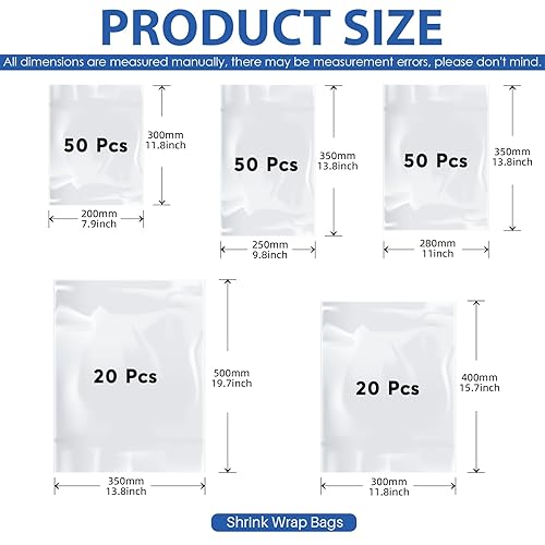 Miniatura 2 de Glarks 190 bolsas retráctiles, 5 tamaños de PVC transparente termocontraíble, películas termorretráctiles para protección de zapatos, evita el