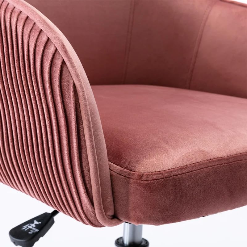 Image of Velvet Office Chair for Home & Office | 360 Swivel Ergonomic Study Armchair | 1-Seater Revolving Computer Desk Chair | Sofa Chair for Adults & Students | Blue Pink 17 inch Inche Height