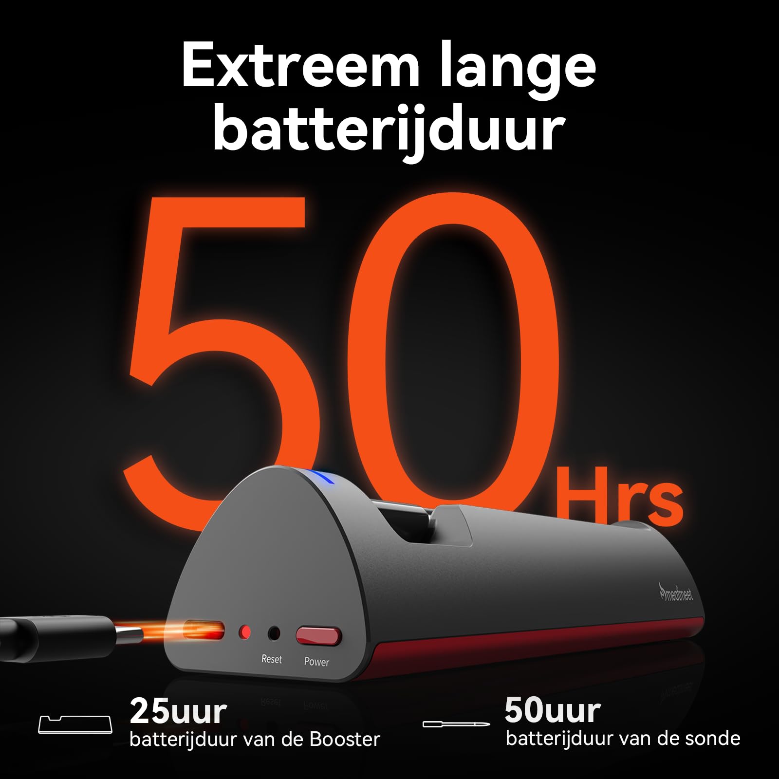 Nauwkeurige bluetooth-meatthermometer – draadloos, waterdicht (IP68) en met app-besturing voor perfect grillen en braden