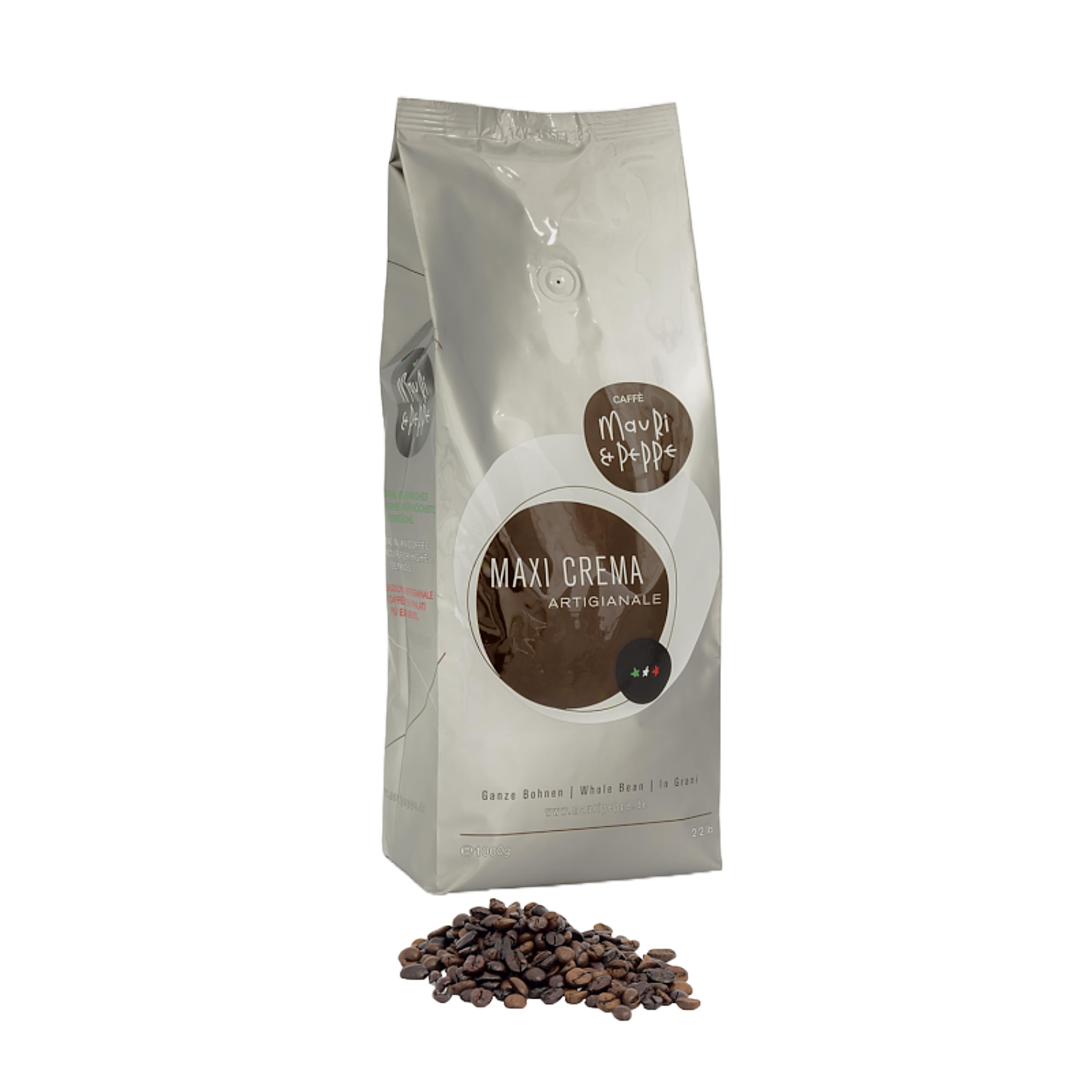 Mauri & Peppe Maxi Crema 5000 g całe ziarna kawy - oryginalne włoskie rękodzieło do palenia, spełniające najwyższe wymagania!
