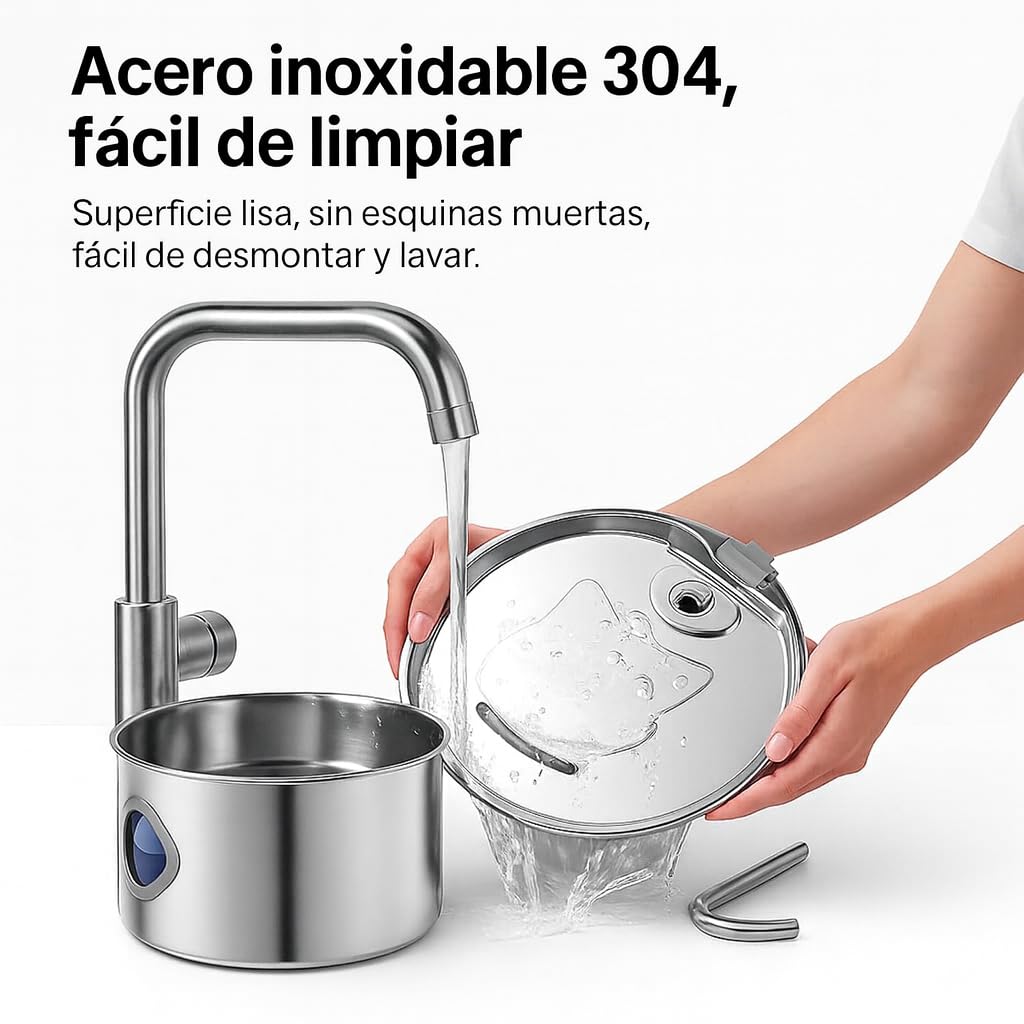 Fuente de Agua para Gatos Acero Inoxidable, Fuentes Diseño de Grifo con 2 Filtros, 3.2 L Fuentes de Agua Automática y Silenciosa de Gran Capacidad Fácil de L (USB+10 Filtros)