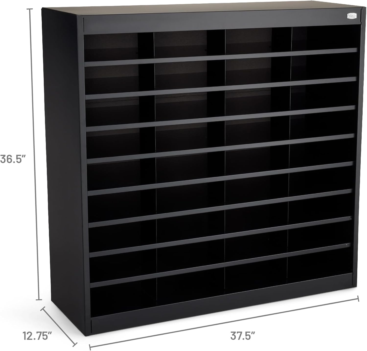 Safco E-Z Stor Literature Organizer, 36 Compartments, Office and Classroom Commercial Grade Steel Mailbox Mail Sorter, Heavy Duty Construction, Black