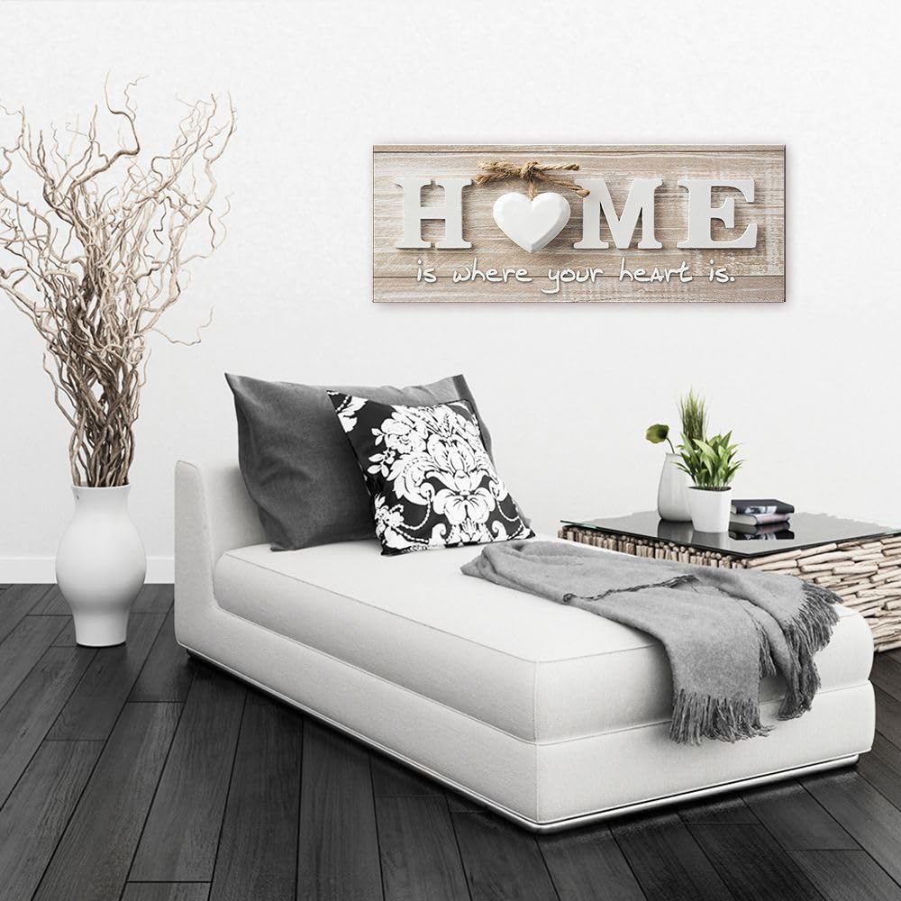 artissimo, Glasbild, 80x30cm, AG3929A, Spruch: HOME, Spruchbild, Bild aus Glas mit Spruch, moderne Wanddekoration aus Glas, Wandbild Wohnzimmer modern