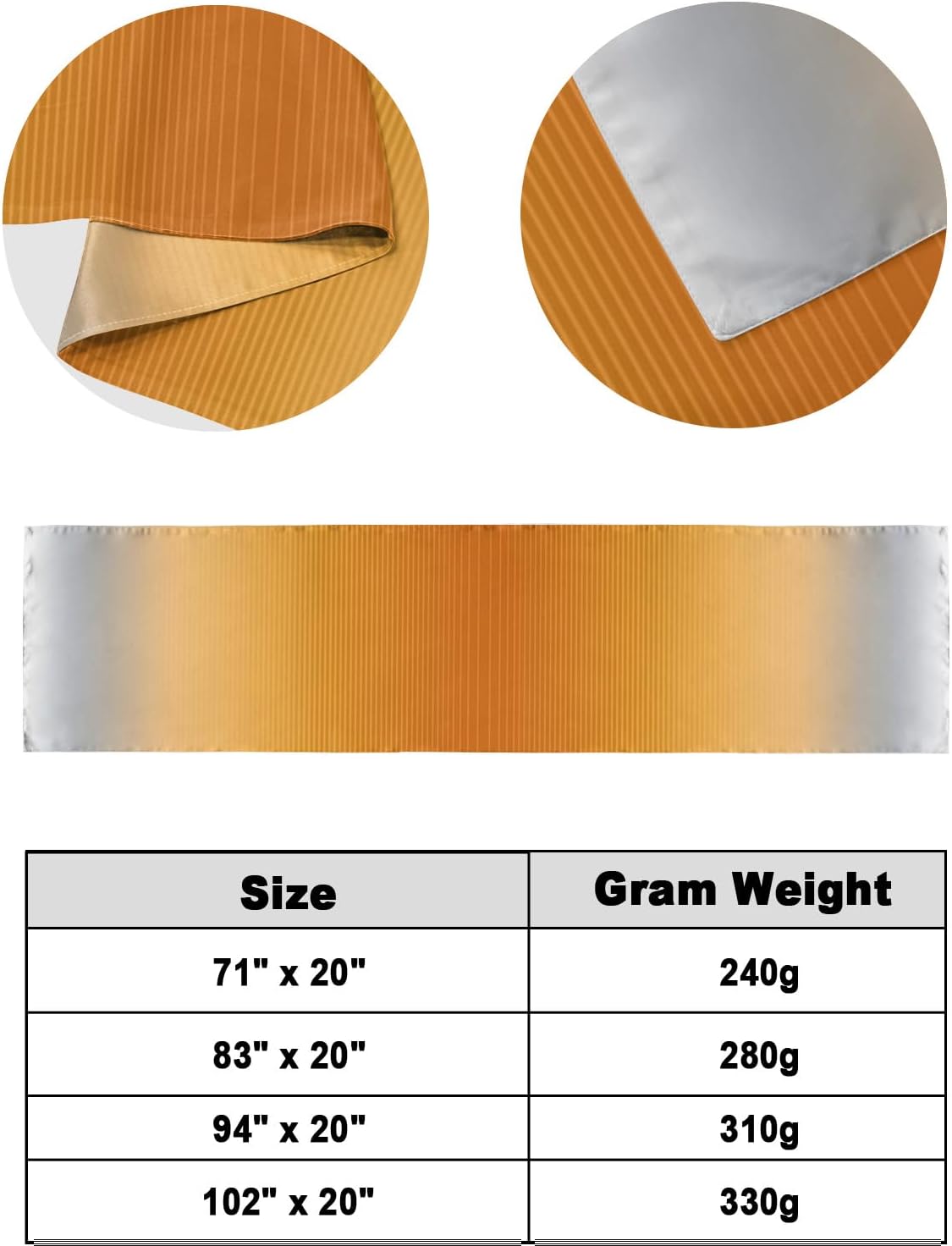 Teamery Bed Runner Scarf for Bed Foot Decor, Orange and Gray Bed Flags Bed Scarves, Stripe Gradient Bedding Scarf Protector for Home Bedroom/Hotel/Wedding, 83"x20" for Queen Bed