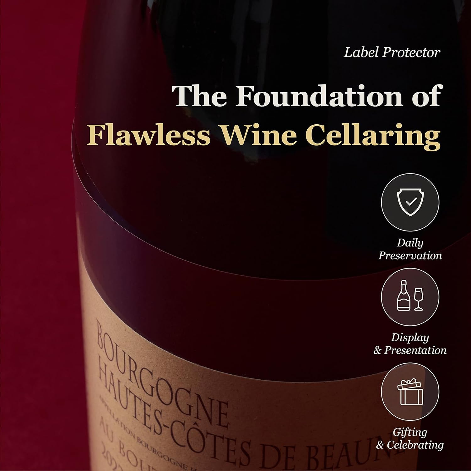 Wine Label Protector Film – Edition Mix (50 pcs), Transparent Wine Label Covers with Double-Sided Adhesive, Wedding & Celebration Gift