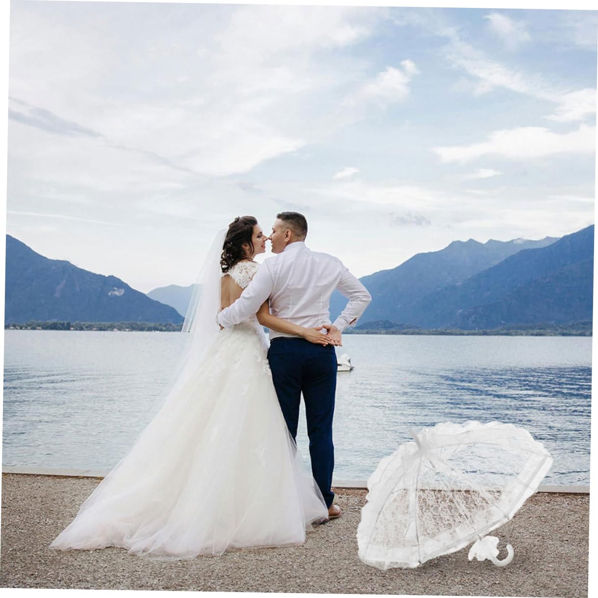 2 Stück Eleganter Spitzen sonnenschirme Brautschirm Hochzeit Deko Leichter Spitzen schirm als Vintage Parasol für Outdoor Hochzeitszeremonien Halloween Kostüm und Fotoshootings