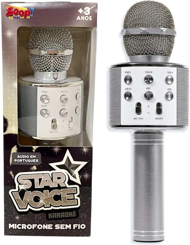 Microfone Infantil Star Voice Bluetooth Prata Zoop Toys