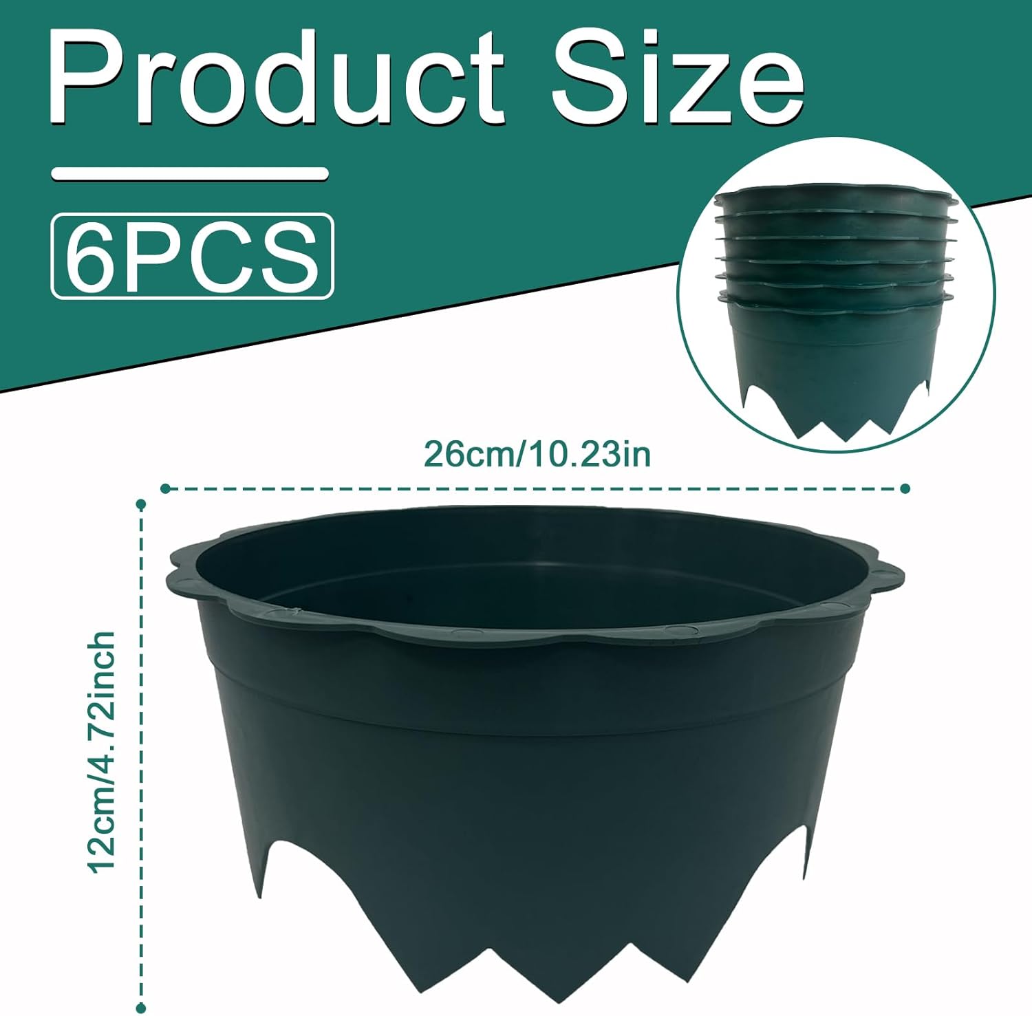 6 Pcs 10 Inch Planting Grow Rings, Planting Protective Edging,Plant Support Rings Deep Watering, Weed Blocking Round Edging for Veggies, Herbs and Flowers