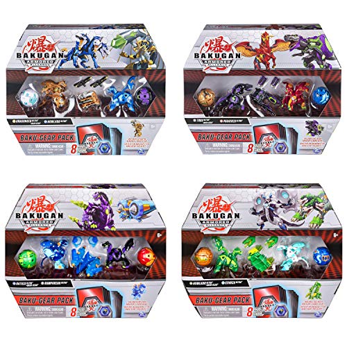 Bakugan 6056037 Baku-Gear 4-Pack met verzamelbare actiefiguren (stijlen variëren)