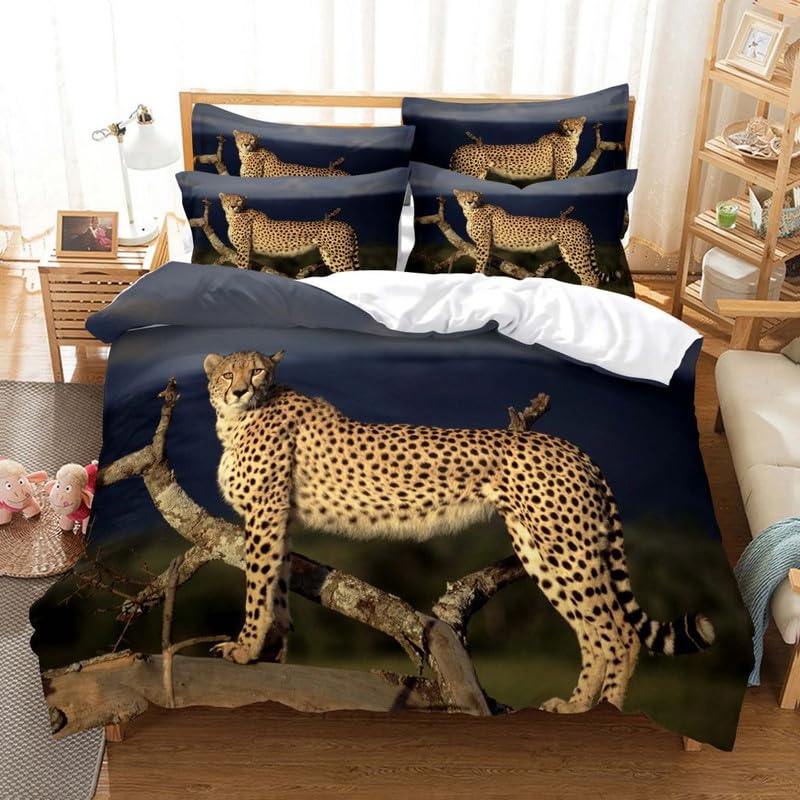 Parure de lit 240 x 260 léopard bleu marine : idée cadeau homme idéal