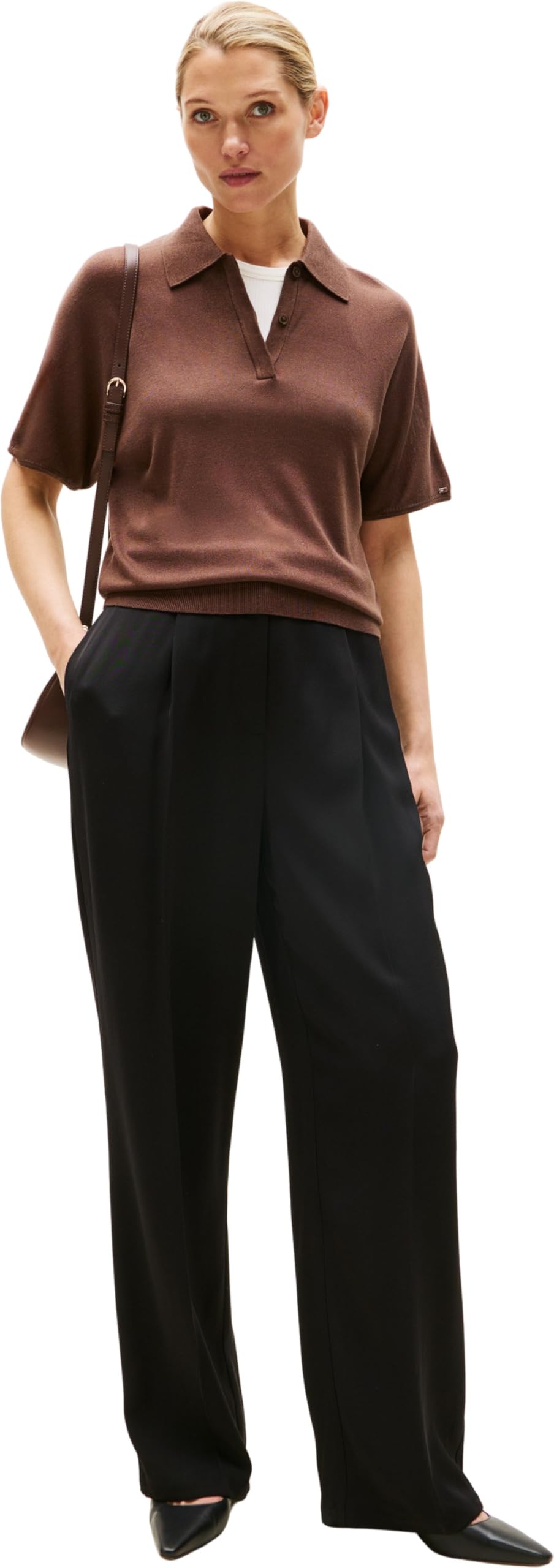 Tommy Hilfiger Pantalón de Tela Mujer Twill Straight Pants Relaxed Fit