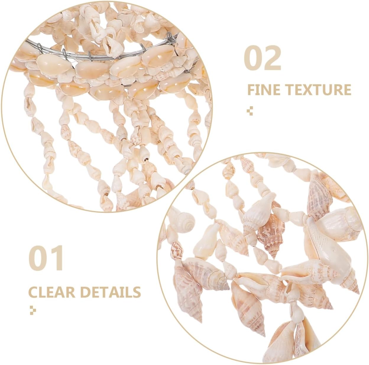 VICASKY Shell Wind Chimes for Outside Seashell Glass Windchime Natural, Handmade Beach Home Decor with 45-50cm Length Memorial for Patio Gardenand Yard Hanging Ornament Present