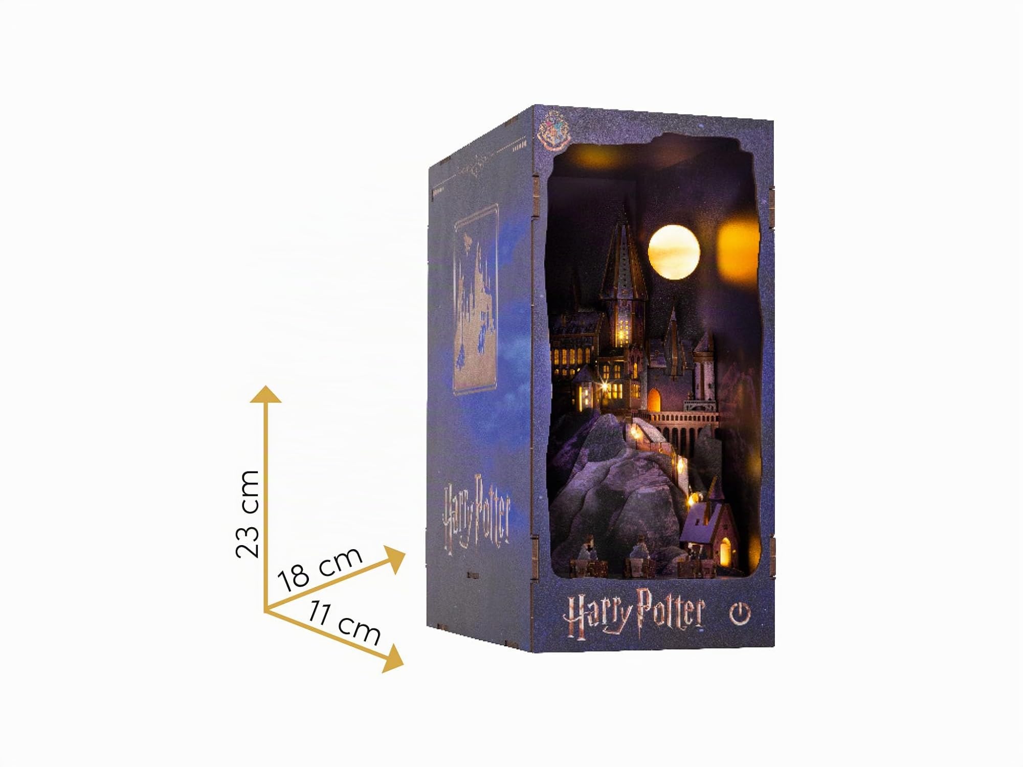Revell Tiny Adventures Hogwarts Castle | Harry Potter Book Nook Holzbausatz mit LED Beleuchtung | 23 cm Diorama für Bücherregal | lasergeschnittenes Stecksystem | Geschenk für Potterheads
