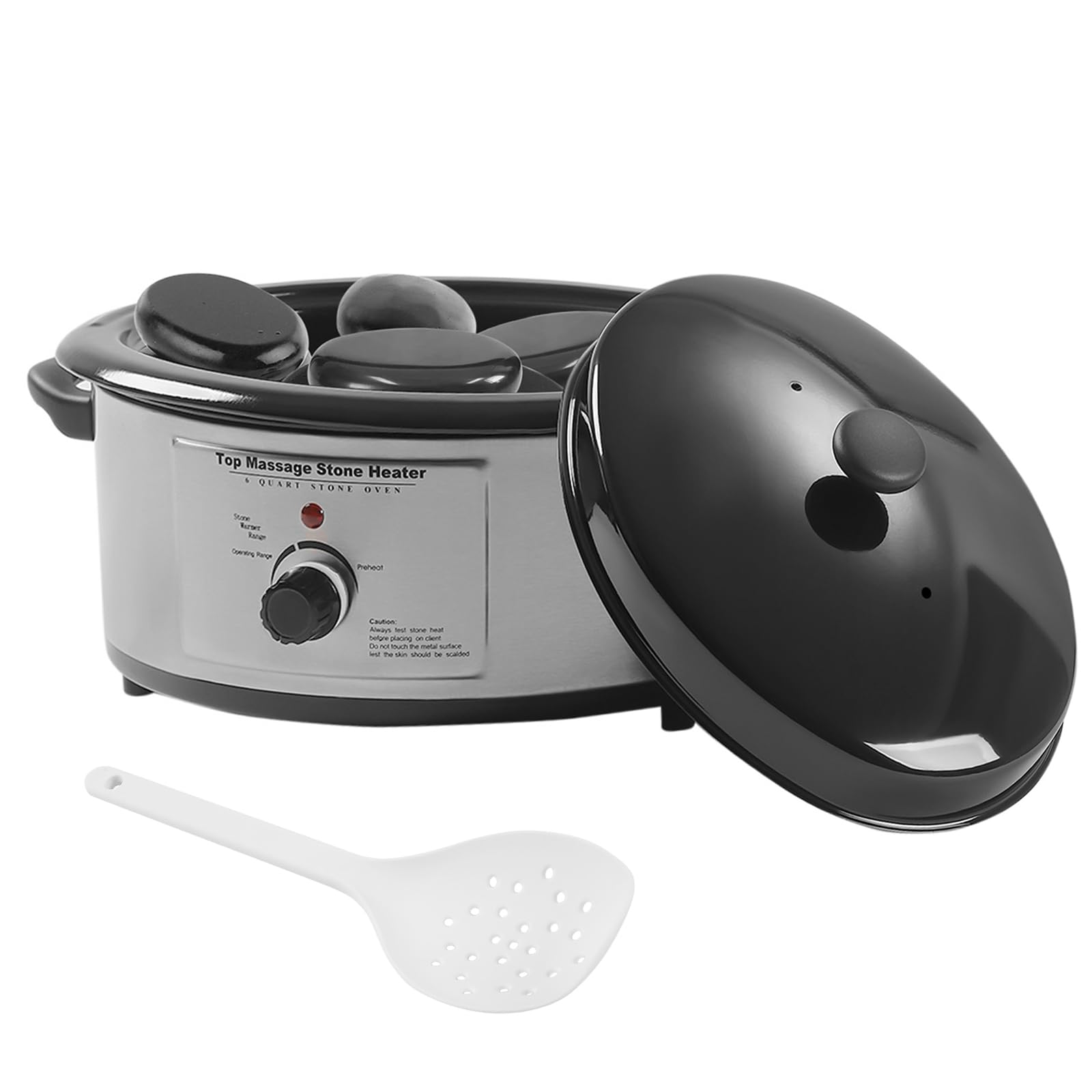 Hot Stone urządzenie grzewcze do masażu, emalia, ogrzewacz, ochrona przed temperaturą, z chochlą dla użytkowników prywatnych, SPA, terapii masażu i relaksu, 6 l