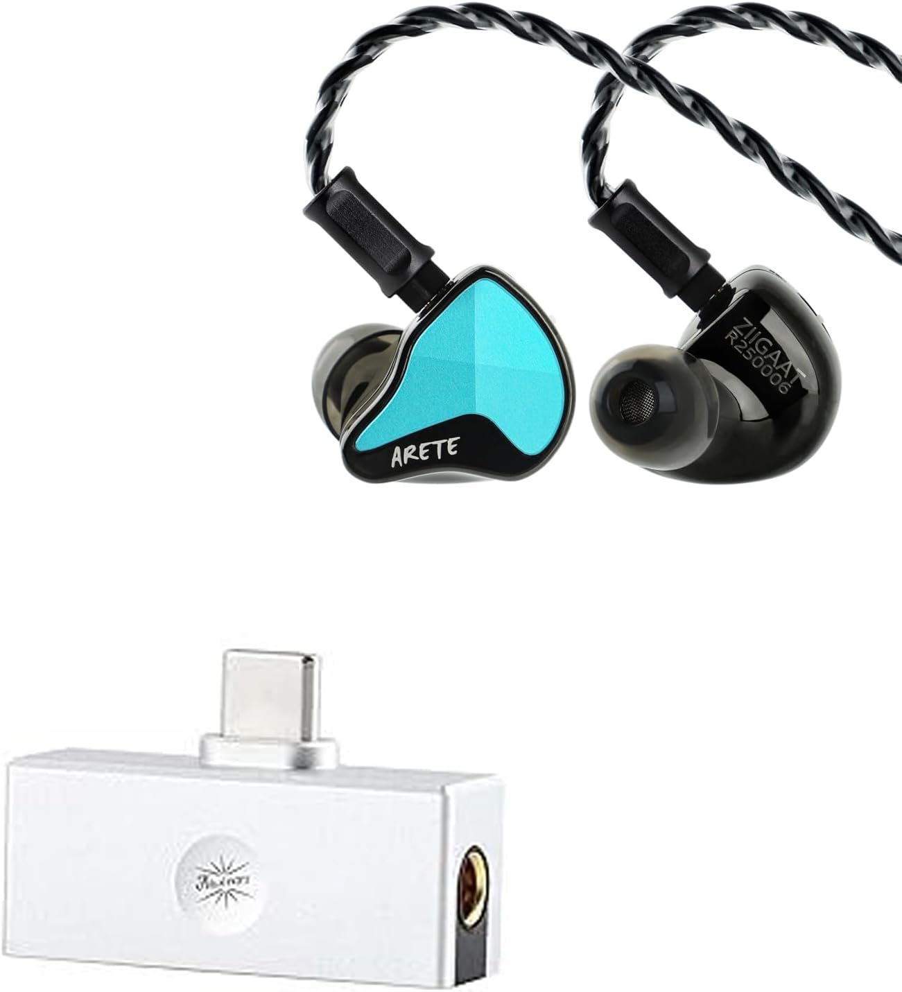 Linsoul ZiiGaat x Fresh Reviews Arete II IEM,2nd Gen 1DD+4BA Hybrid in Ear Monitor (Blue) Kiwi Ears Allegro Mini Portable IEM DAC, in Ear Monitor Amplifier(Silver)