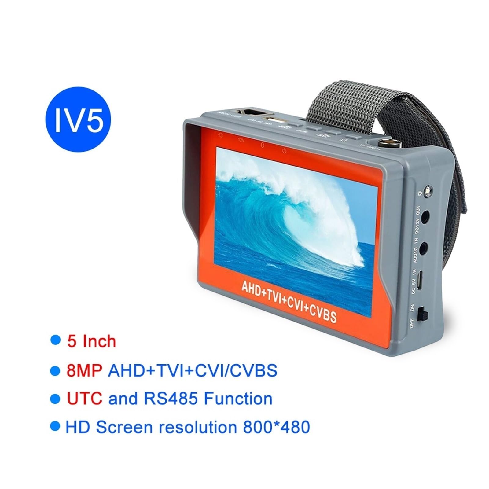 Monitor testowy CCTV 5 Cal 8MP Tester Kamery Telewizji Przemysłowej Pasek Na Nadgarstek Przenośny AHD TVI CVI Cctv Analogowy Monitor Wideo Obsługa PTZ Dla Cftv