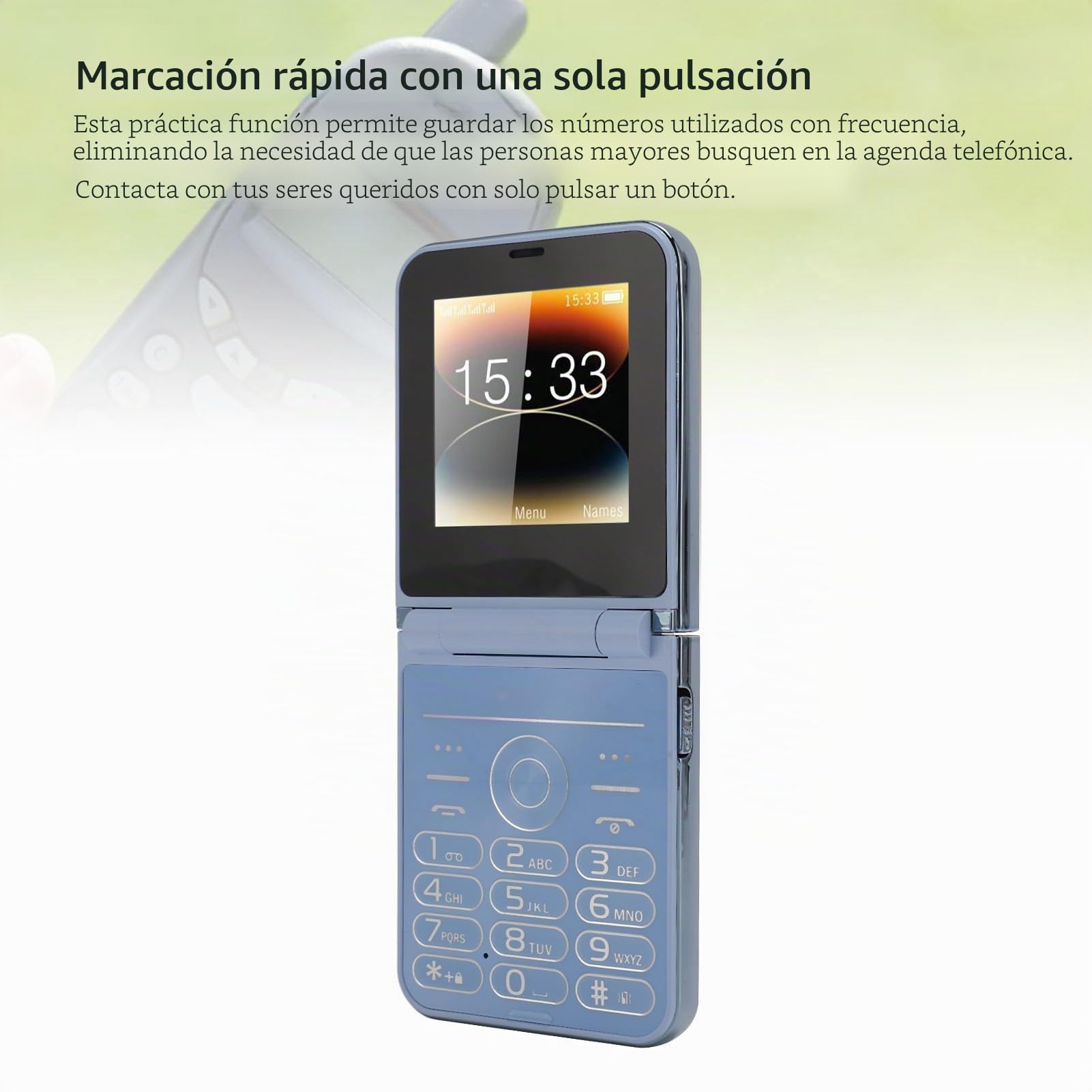 Bewinner Teléfono con Tapa Desbloqueado 2G para Mayores, Móvil con Botones Grandes y 4 SIM en Espera, Pantalla 2.6 Pulgadas (Azul)