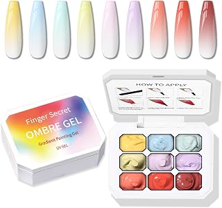 Sponge Pat Paint Nail Gel, 9 Colors Ombre Nails Gradient Gel Nail Blush Blooming Aura Nails Drawing Stripper Floral Painting Nail Art, No Wipe, UV/LED Curing (9 Colors A)