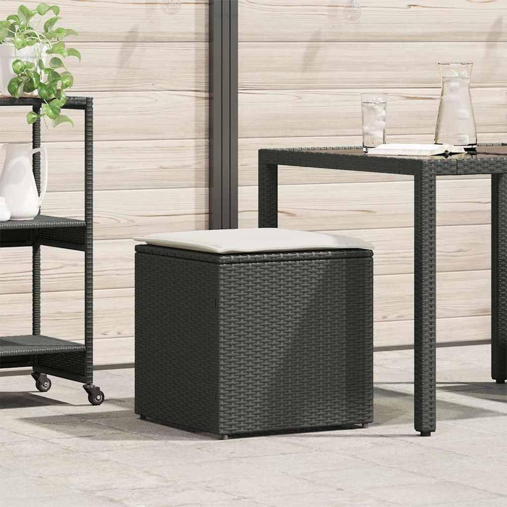 Cushion Box Black Poly Rattan Outdoor Storage Box 19.69 x 19.69 x 19.69 in Patio Storage Chest Weatherproof Deck Box for Toy Storage and Package Delivery