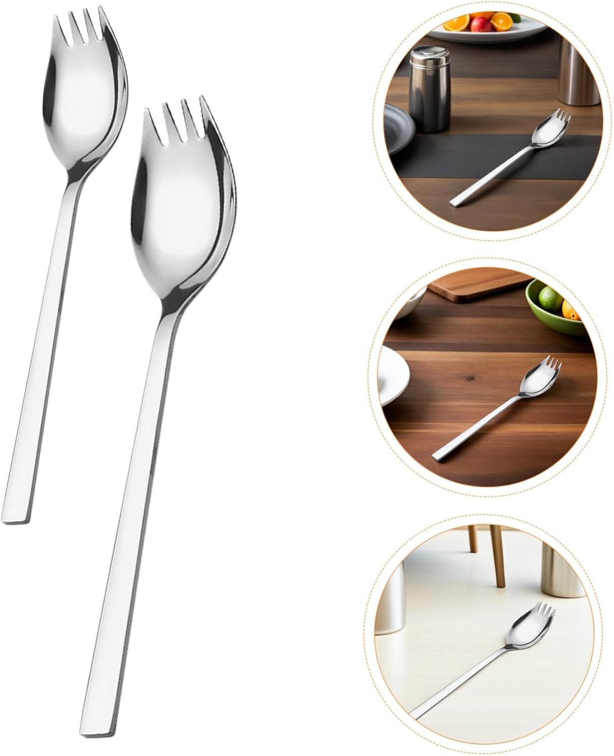 4pcs Salad Forks Long Handle Stainless Steel for Hiking Parties