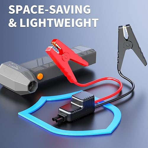 Miniatura 5 de Arrancador de coche pico de 5000 A, ventilador ultrarrápido de 16 V, motor sin escobillas de 130 K RPM, banco de energía de 18,800 mAh, carga rápida