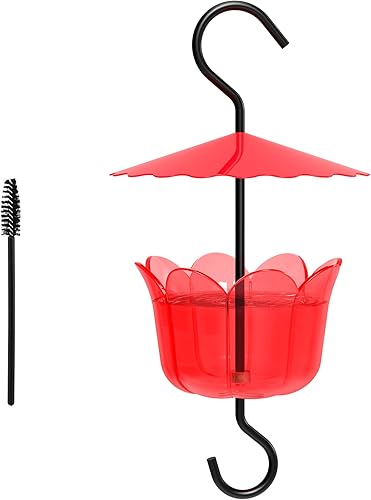 Miniatura 33 de Foso de hormigas para comederos de colibríes, comedero de colibríes para ganchos colgantes al aire libre, 1 ganchos con 1 cepillo, rojo Plástico