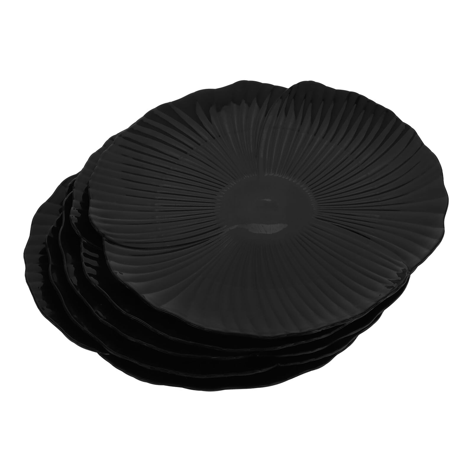 Assiettes noires de pétale résistantes en polypropylène pour service ménager durable