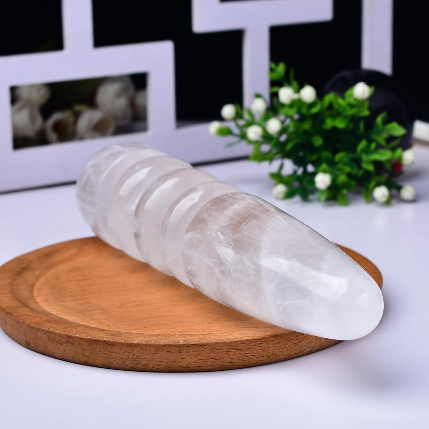 Natural Clear Quartz Yoni Wand 7.08 Inches Polished Crystal for Spiritual Growth Meditation and Pleasure White Stone Healing Crystals