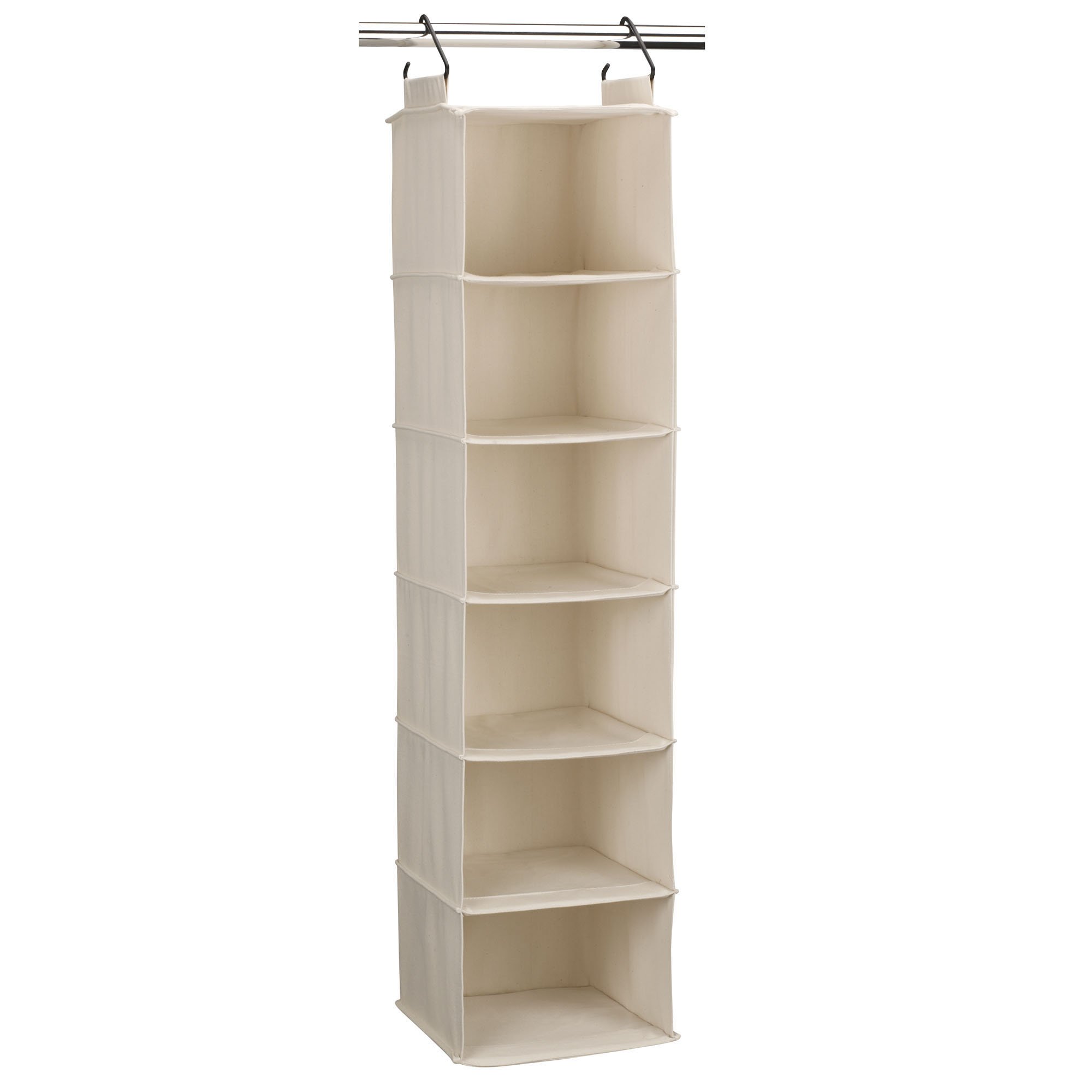 Household Essentials 3312-1 Cotton Canvas Hanging Closet Sweater Organizer | 6-Shelf | Natural