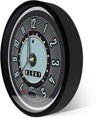Miniatura 3 de Reloj de pared con velocímetro de automóvil con marco de metal, reloj de pared de garaje de 12 pulgadas, decorativo, silencioso, sin tictac,