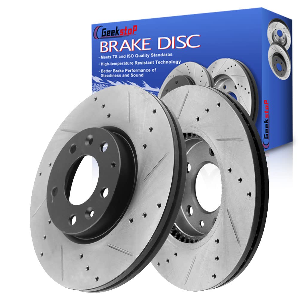 Amazon.com: Geekstop Drilled & Slotted Front Brake Rotors