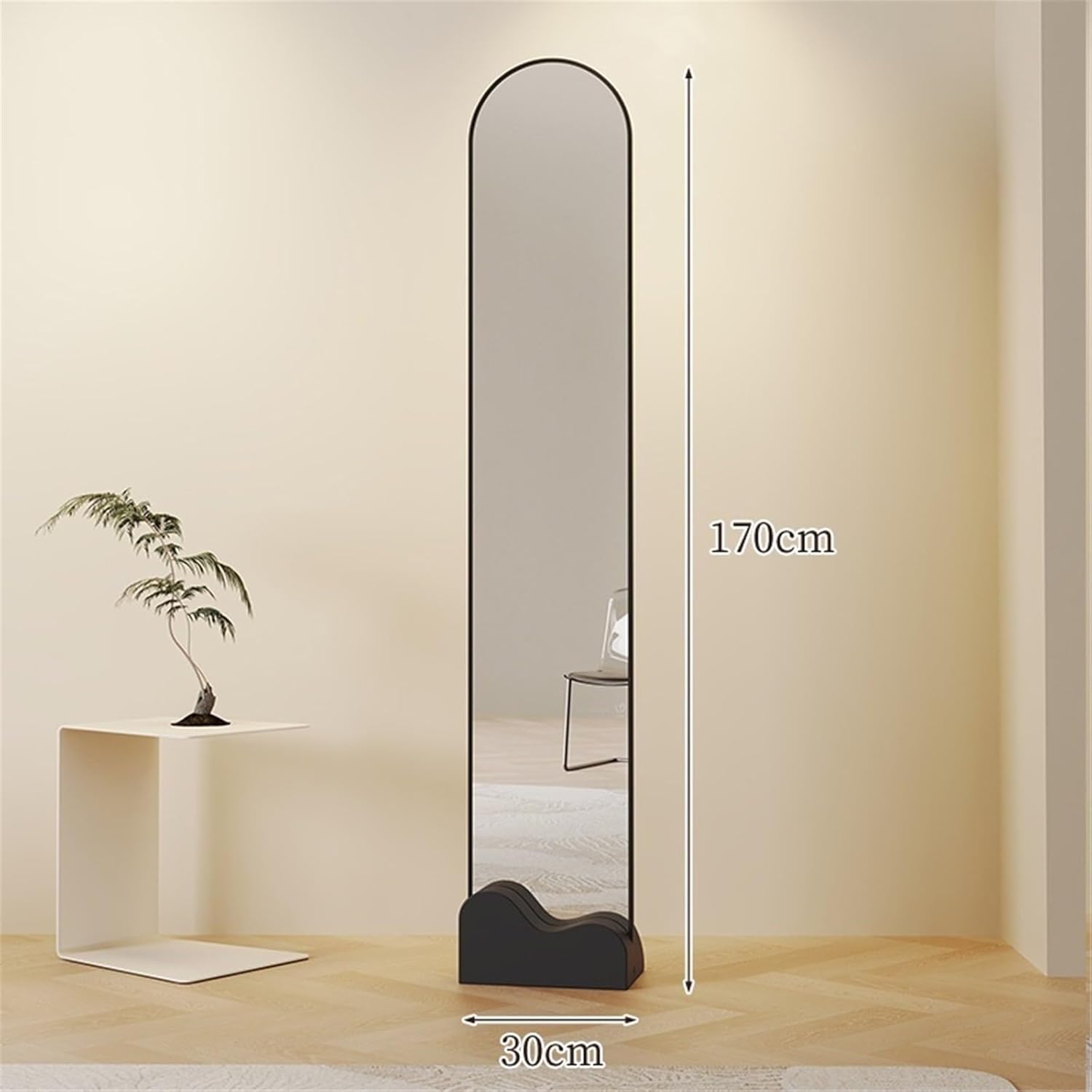 フルレングスミラー シンプル 高精細ガラス フルレングス ミラー 寝室 衣料品店 試着室用 (白)