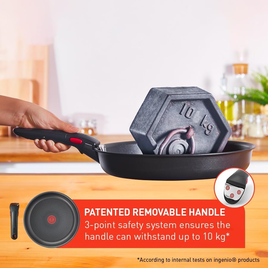 Miniatura 5 de Tefal Ingenio Easy On - Juego de ollas y sartenes de 13 piezas, apilables, fácil limpieza, revestimiento antiadherente, indicador de calor, mango