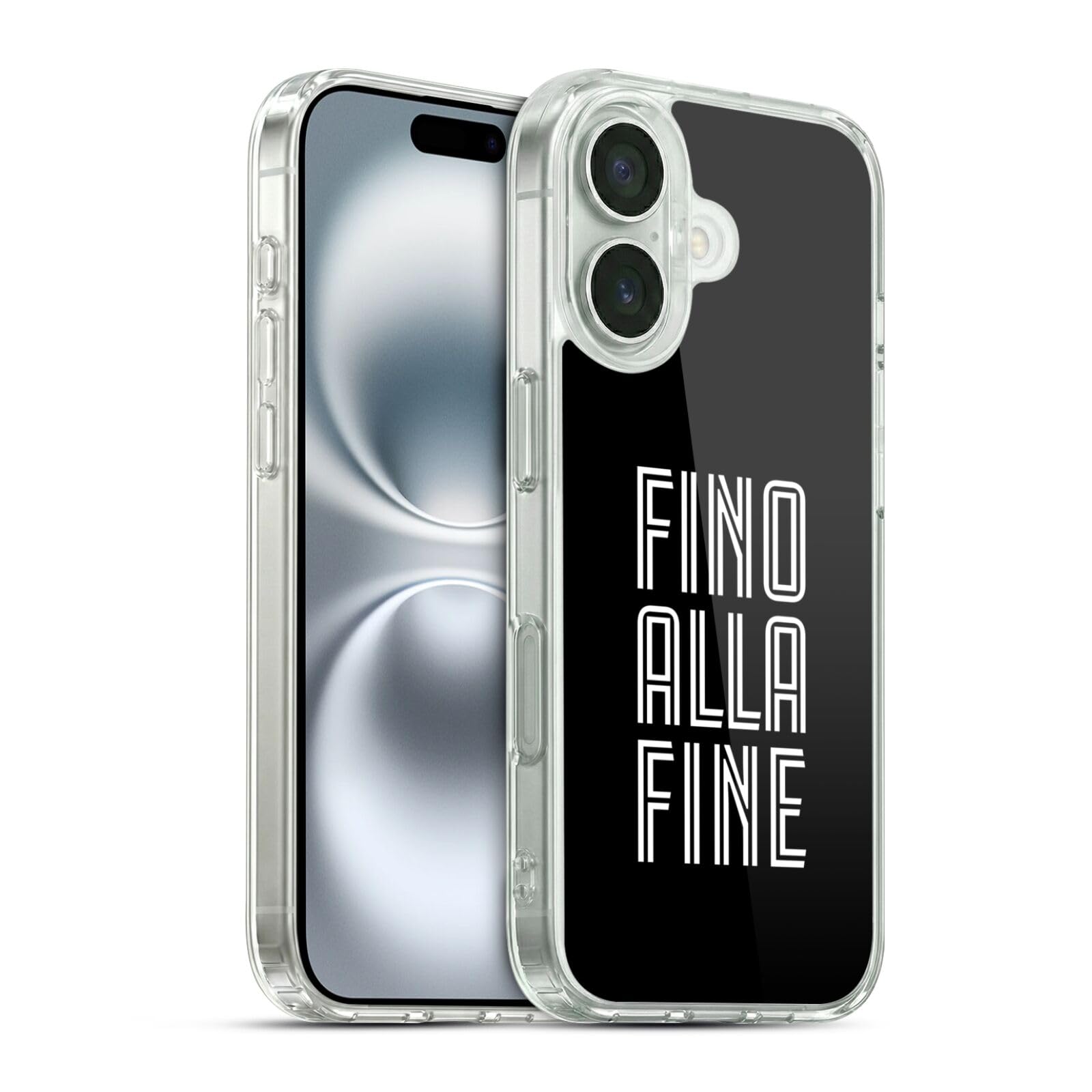 Head Case Designs Licenza Ufficiale Juventus Football Club Fino alla Fine Nero Tipo Custodia in Gel [Protezione di Grado Militare] Compatibile con Apple iPhone 16 E Compatibile con MagSafe