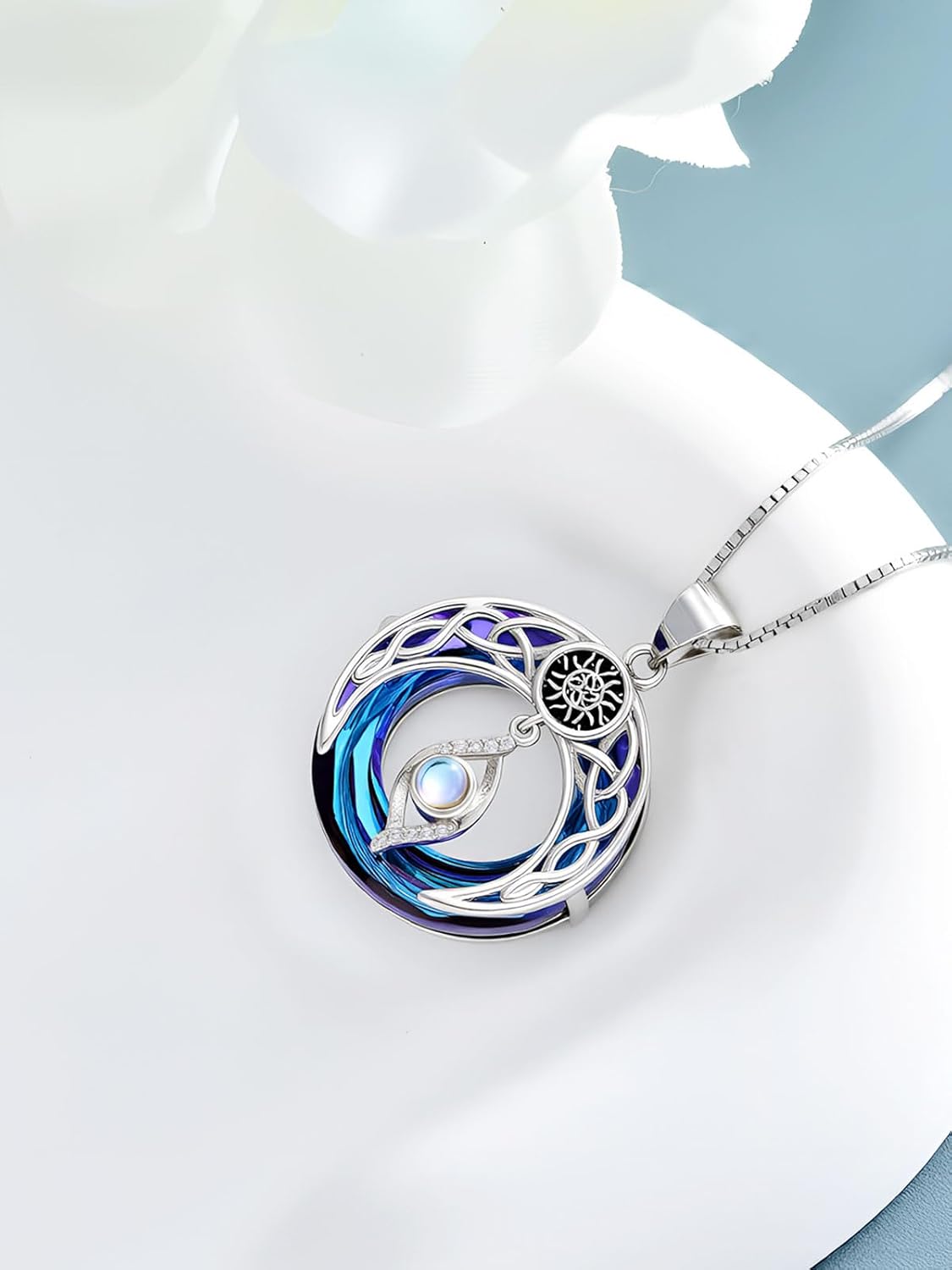 JKR Celtic Knot Evil Eye/Hamsa Hand Necklace Sterling Silver Crystal Good Luck Charms Jewelry Mothers Day Gifts for Mom