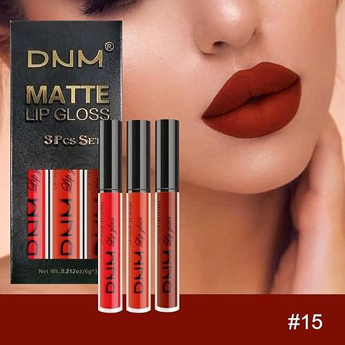 Miniatura 7 de evpct Juego de 3 lápices labiales líquidos color rojo fuego oscuro rubí mate para mujeres, 24 horas de larga duración, a prueba de manchas