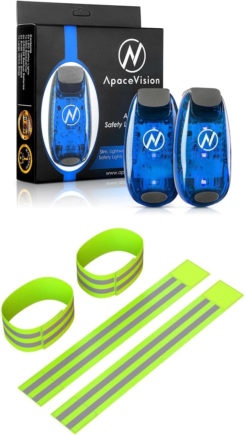 Apace Vision (2 Pack) - LED Safety Lights + Reflective Bands