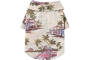 Tangpan Hawaiian Beach Coconut Tree Print Dog Shirt Summer Camp Clothes