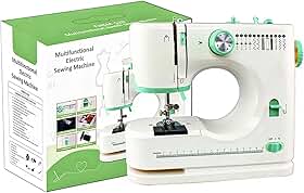 Máquina de costura para iniciantes e domésticos | 2 agulhas e costuras 200% mais fortes, 16 pontos | Kit completo com itens essenciais de costura, fácil de usar