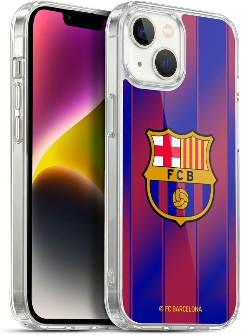 Head Case Designs Officially Licensed FC Barcelona Home 2025/26 Crest Kit Gel Case [Military Grade Protection] Compatible with Apple iPhone 14