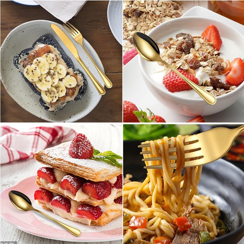 Silverware Flatware Set, 16/20/24 Pieces Stainless Steel Cutlery Set, Knife, Fork, Spoon, Steak Knife And Fork Set, Gift Box (Color : Rose gold, Size : 20Pcs)