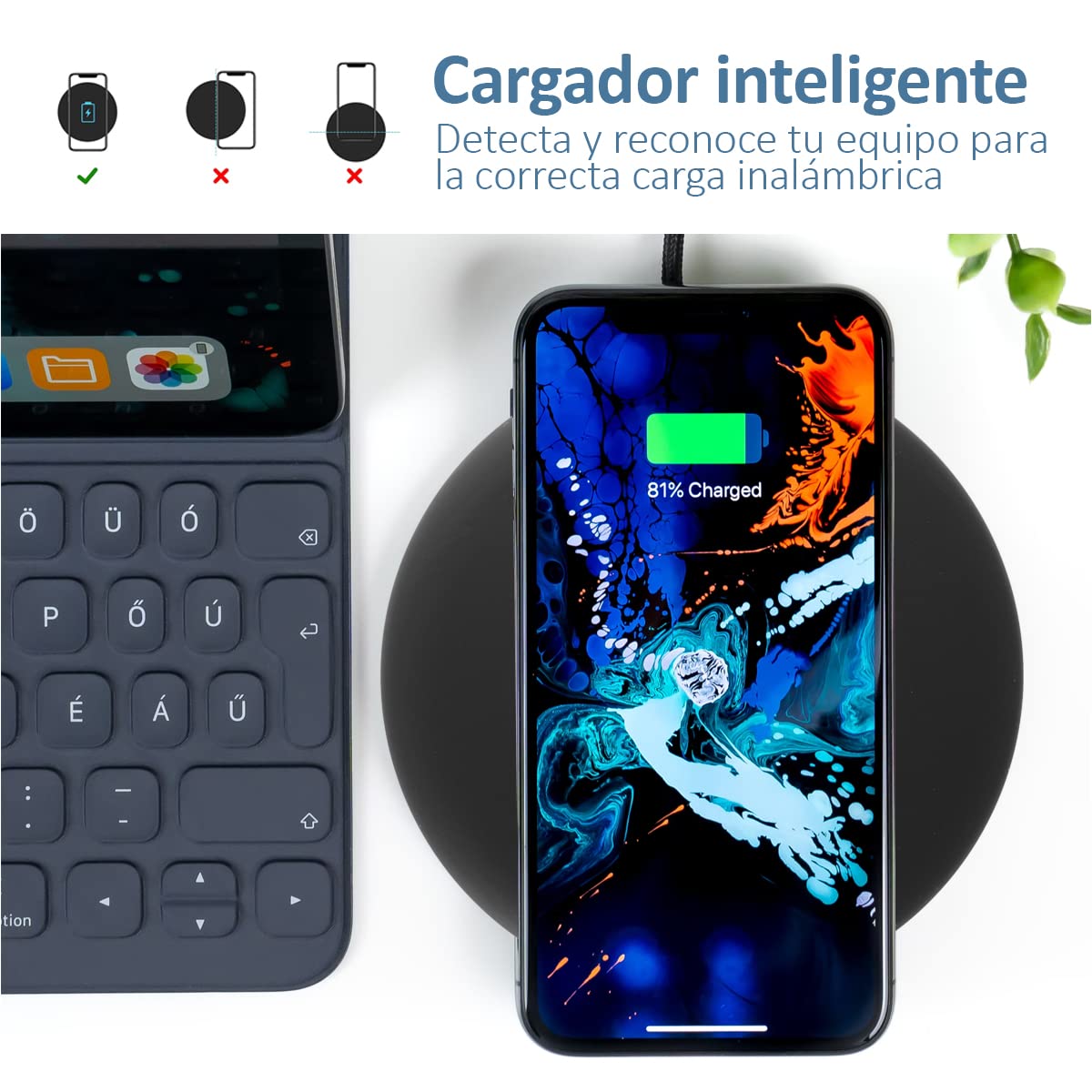 Apokin® Fast Wireless Charger Qi Certified 10W Compatible with 