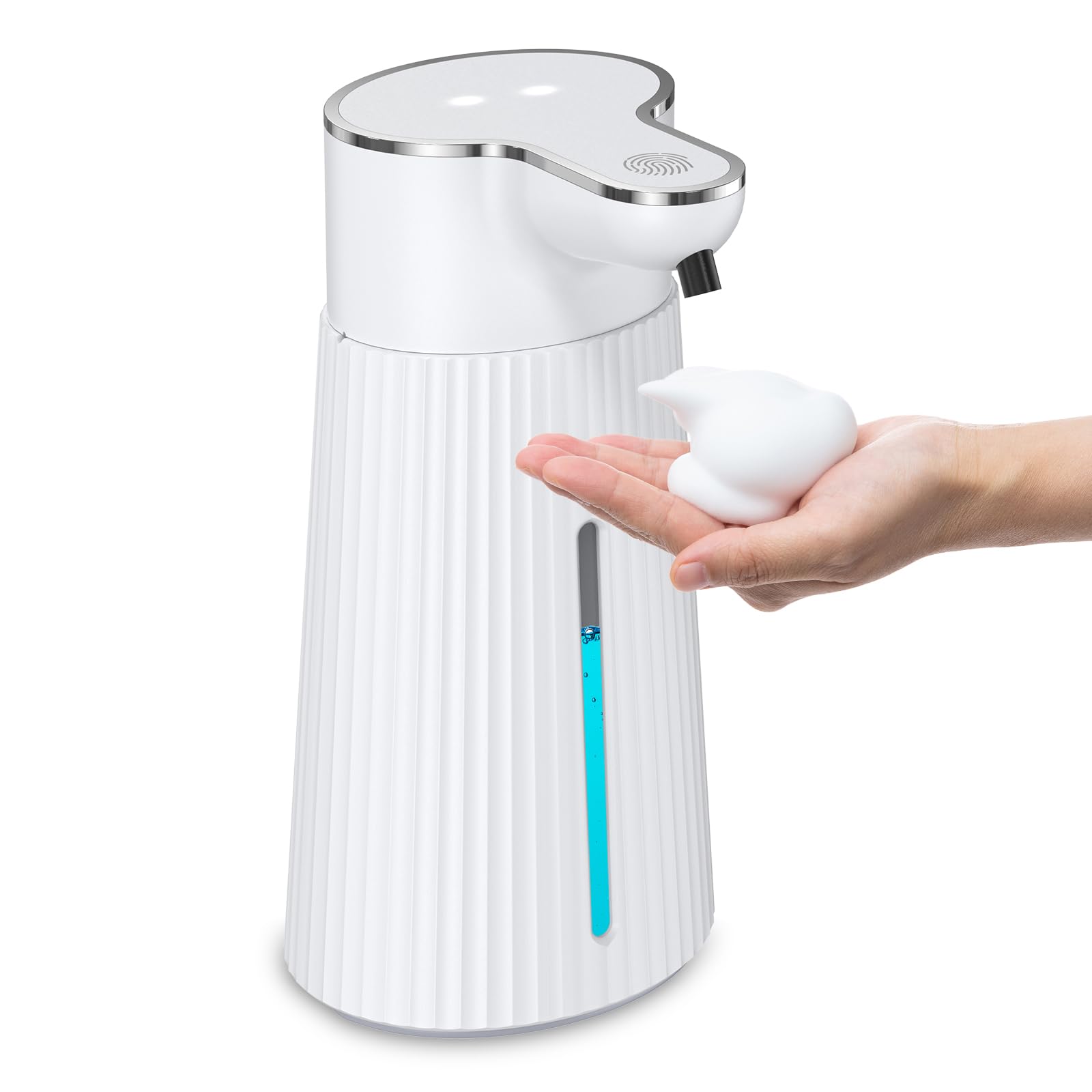 AnkiloUpgraded Automatic Foaming Soap Dispenser, 13.5 oz Hand Soap Dispenser, Low Battery Reminder, 2 Levels Adjustable Shampoo Dispenser, Touchless Soap Dispenser for Kitchen Bathroom