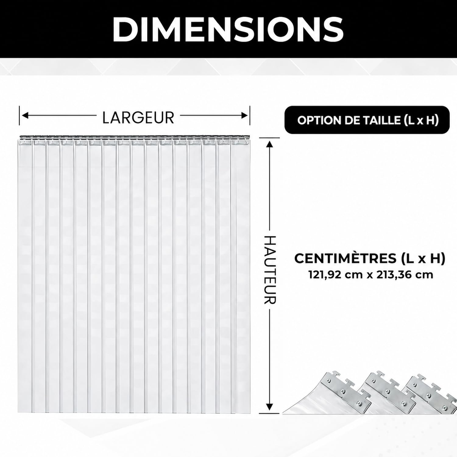 Rideau à Lanières PVC Transparent 120x210cm Vinyle Résistant | Rideau PVC Industriel avec Kit de Fixation, Isolation pour Chambre Froide, Entrepôt, Garage et Porte Commerciale
